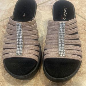 Skechers Cali Rumblers Heel Wedge Champagne Sandals